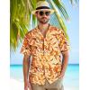 imageMens Summer Textured Cuban Collar Hawaiian Shirts Casual Vacation Short Sleeve Button Up Shirt with PocketYellow