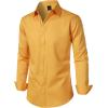 imageMens Stretch Soft Slim Fit Dress Shirts Long Sleeve Formal Wedding Business Casual Button Down ShirtGold