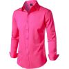 imageMens Stretch Soft Slim Fit Dress Shirts Long Sleeve Formal Wedding Business Casual Button Down ShirtHot Pink