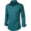 imageMens Stretch Soft Slim Fit Dress Shirts Long Sleeve Formal Wedding Business Casual Button Down ShirtTeal
