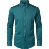 imageMens Stretch Soft Slim Fit Dress Shirts Long Sleeve Formal Wedding Business Casual Button Down ShirtTeal