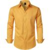 imageMens Stretch Soft Slim Fit Dress Shirts Long Sleeve Formal Wedding Business Casual Button Down ShirtGold