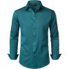 imageMens Stretch Soft Slim Fit Dress Shirts Long Sleeve Formal Wedding Business Casual Button Down ShirtTeal