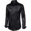 imageMens Shiny Luxury Satin Slim Fit Dress Shirts SilkLike Glossy Long Sleeve Button Down Shirts for Wedding Party PromBlack