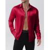 imageMens Shiny Luxury Satin Slim Fit Dress Shirts SilkLike Glossy Long Sleeve Button Down Shirts for Wedding Party PromBurgundy