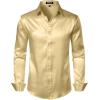 imageMens Shiny Luxury Satin Slim Fit Dress Shirts SilkLike Glossy Long Sleeve Button Down Shirts for Wedding Party PromChampagne