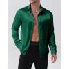 imageMens Shiny Luxury Satin Slim Fit Dress Shirts SilkLike Glossy Long Sleeve Button Down Shirts for Wedding Party PromDark Green