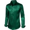 imageMens Shiny Luxury Satin Slim Fit Dress Shirts SilkLike Glossy Long Sleeve Button Down Shirts for Wedding Party PromDark Green