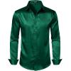imageMens Shiny Luxury Satin Slim Fit Dress Shirts SilkLike Glossy Long Sleeve Button Down Shirts for Wedding Party PromDark Green