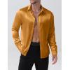 imageMens Shiny Luxury Satin Slim Fit Dress Shirts SilkLike Glossy Long Sleeve Button Down Shirts for Wedding Party PromGold