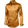 imageMens Shiny Luxury Satin Slim Fit Dress Shirts SilkLike Glossy Long Sleeve Button Down Shirts for Wedding Party PromGold
