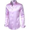 imageMens Shiny Luxury Satin Slim Fit Dress Shirts SilkLike Glossy Long Sleeve Button Down Shirts for Wedding Party PromLavender Purple