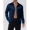 imageMens Shiny Luxury Satin Slim Fit Dress Shirts SilkLike Glossy Long Sleeve Button Down Shirts for Wedding Party PromNavy Blue