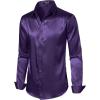 imageMens Shiny Luxury Satin Slim Fit Dress Shirts SilkLike Glossy Long Sleeve Button Down Shirts for Wedding Party PromPurple