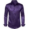 imageMens Shiny Luxury Satin Slim Fit Dress Shirts SilkLike Glossy Long Sleeve Button Down Shirts for Wedding Party PromPurple