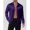 imageMens Shiny Luxury Satin Slim Fit Dress Shirts SilkLike Glossy Long Sleeve Button Down Shirts for Wedding Party PromPurple