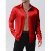 imageMens Shiny Luxury Satin Slim Fit Dress Shirts SilkLike Glossy Long Sleeve Button Down Shirts for Wedding Party PromRed
