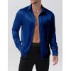 imageMens Shiny Luxury Satin Slim Fit Dress Shirts SilkLike Glossy Long Sleeve Button Down Shirts for Wedding Party PromRoyal Blue