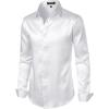 imageMens Shiny Luxury Satin Slim Fit Dress Shirts SilkLike Glossy Long Sleeve Button Down Shirts for Wedding Party PromWhite