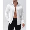 imageMens Shiny Luxury Satin Slim Fit Dress Shirts SilkLike Glossy Long Sleeve Button Down Shirts for Wedding Party PromWhite