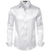 imageMens Shiny Luxury Satin Slim Fit Dress Shirts SilkLike Glossy Long Sleeve Button Down Shirts for Wedding Party PromWhite