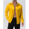 imageMens Shiny Luxury Satin Slim Fit Dress Shirts SilkLike Glossy Long Sleeve Button Down Shirts for Wedding Party PromYellow