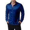 imageMens Shiny Luxury Satin Slim Fit Dress Shirts SilkLike Glossy Long Sleeve Button Down Shirts for Wedding Party PromRoyal Blue