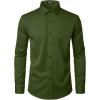 imageMens Stretch Wrinkle Free Dress Shirts Formal Wedding Prom Long Sleeve Button Down ShirtArmy Green