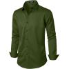 imageMens Stretch Wrinkle Free Dress Shirts Formal Wedding Prom Long Sleeve Button Down ShirtArmy Green