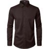 imageMens Stretch Wrinkle Free Dress Shirts Formal Wedding Prom Long Sleeve Button Down ShirtCoffee Brown