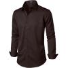 imageMens Stretch Wrinkle Free Dress Shirts Formal Wedding Prom Long Sleeve Button Down ShirtCoffee Brown