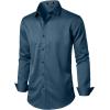 imageMens Stretch Wrinkle Free Dress Shirts Formal Wedding Prom Long Sleeve Button Down ShirtDark Blue