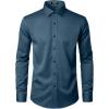 imageMens Stretch Wrinkle Free Dress Shirts Formal Wedding Prom Long Sleeve Button Down ShirtDark Blue