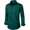 imageMens Stretch Wrinkle Free Dress Shirts Formal Wedding Prom Long Sleeve Button Down ShirtEmerald Green
