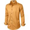 imageMens Stretch Wrinkle Free Dress Shirts Formal Wedding Prom Long Sleeve Button Down ShirtGold