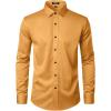 imageMens Stretch Wrinkle Free Dress Shirts Formal Wedding Prom Long Sleeve Button Down ShirtGold