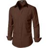 imageMens Stretch Regular Fit Long Sleeve Dress Shirts Lightweight Business Casual Button Down Shirts with PocketBrown