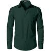 imageMens Stretch Regular Fit Long Sleeve Dress Shirts Lightweight Business Casual Button Down Shirts with PocketDark Green