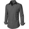 imageMens Stretch Regular Fit Long Sleeve Dress Shirts Lightweight Business Casual Button Down Shirts with PocketDark Grey