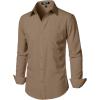 imageMens Stretch Regular Fit Long Sleeve Dress Shirts Lightweight Business Casual Button Down Shirts with PocketDark Khaki