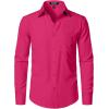 imageMens Stretch Regular Fit Long Sleeve Dress Shirts Lightweight Business Casual Button Down Shirts with PocketHot Pink
