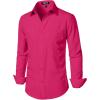 imageMens Stretch Regular Fit Long Sleeve Dress Shirts Lightweight Business Casual Button Down Shirts with PocketHot Pink
