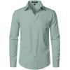 imageMens Stretch Regular Fit Long Sleeve Dress Shirts Lightweight Business Casual Button Down Shirts with PocketLight Green