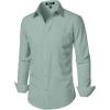 imageMens Stretch Regular Fit Long Sleeve Dress Shirts Lightweight Business Casual Button Down Shirts with PocketLight Green