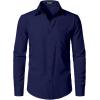 imageMens Stretch Regular Fit Long Sleeve Dress Shirts Lightweight Business Casual Button Down Shirts with PocketNavy Blue