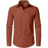 imageMens Stretch Regular Fit Long Sleeve Dress Shirts Lightweight Business Casual Button Down Shirts with PocketRust Red