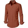 imageMens Stretch Regular Fit Long Sleeve Dress Shirts Lightweight Business Casual Button Down Shirts with PocketRust Red