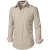 imageMens Stretch Regular Fit Long Sleeve Dress Shirts Lightweight Business Casual Button Down Shirts with PocketTan
