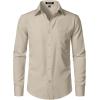 imageMens Stretch Regular Fit Long Sleeve Dress Shirts Lightweight Business Casual Button Down Shirts with PocketTan