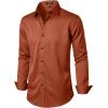 imageMens Stretch Wrinkle Free Dress Shirts Formal Wedding Prom Long Sleeve Button Down ShirtBurnt Orange